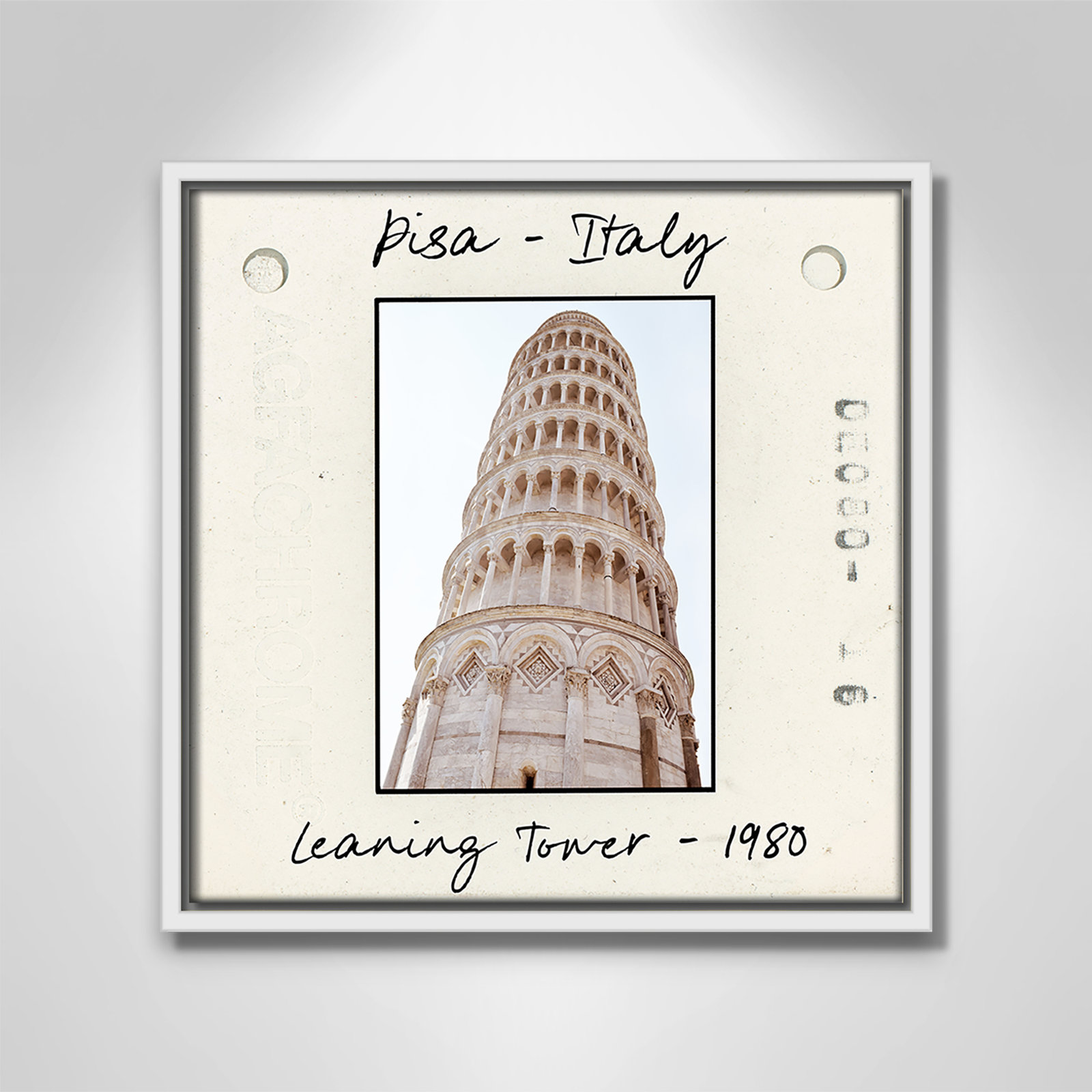 Ritona "Pisa, Italy - Leaning Tower" Print, White Floater Framed Canvas, 13.5" H x 13.5" W x 2" D