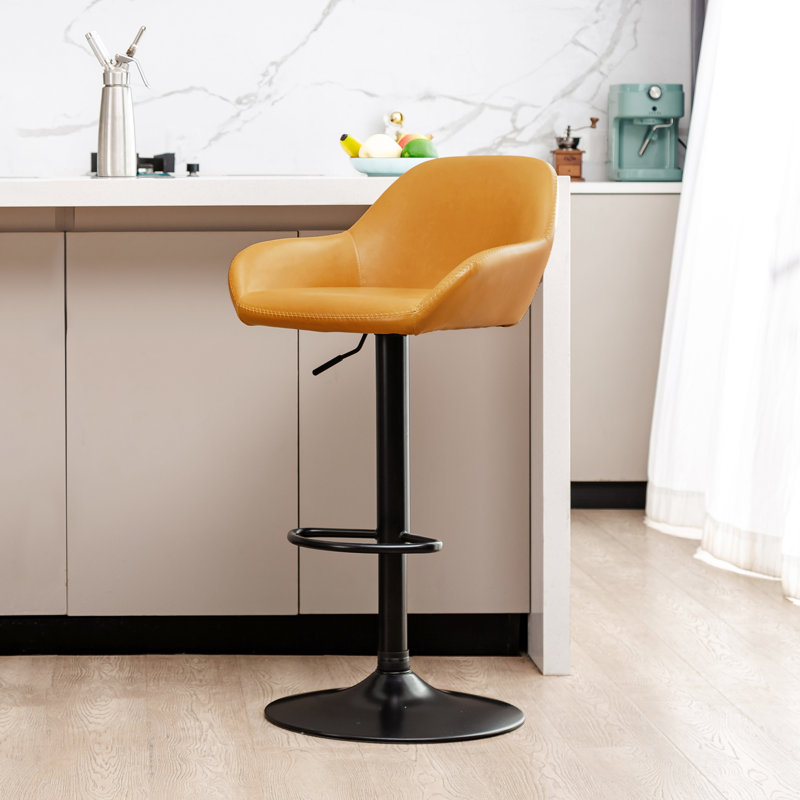 Tabouret de bar rotatif à hauteur ajustable Bruckner, Jaune moutarde