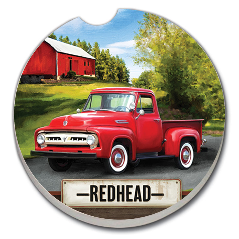 Stoneware Round 2 Piece Car Coaster Set
