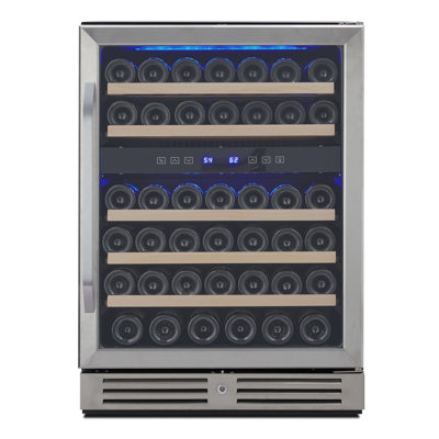 Dual Zone Wine Cooler Refrigerator, 29–160 Bottle Capacity Built-In or Freestanding Wine Fridge with Tempered Glass Door and Temperature Memory System