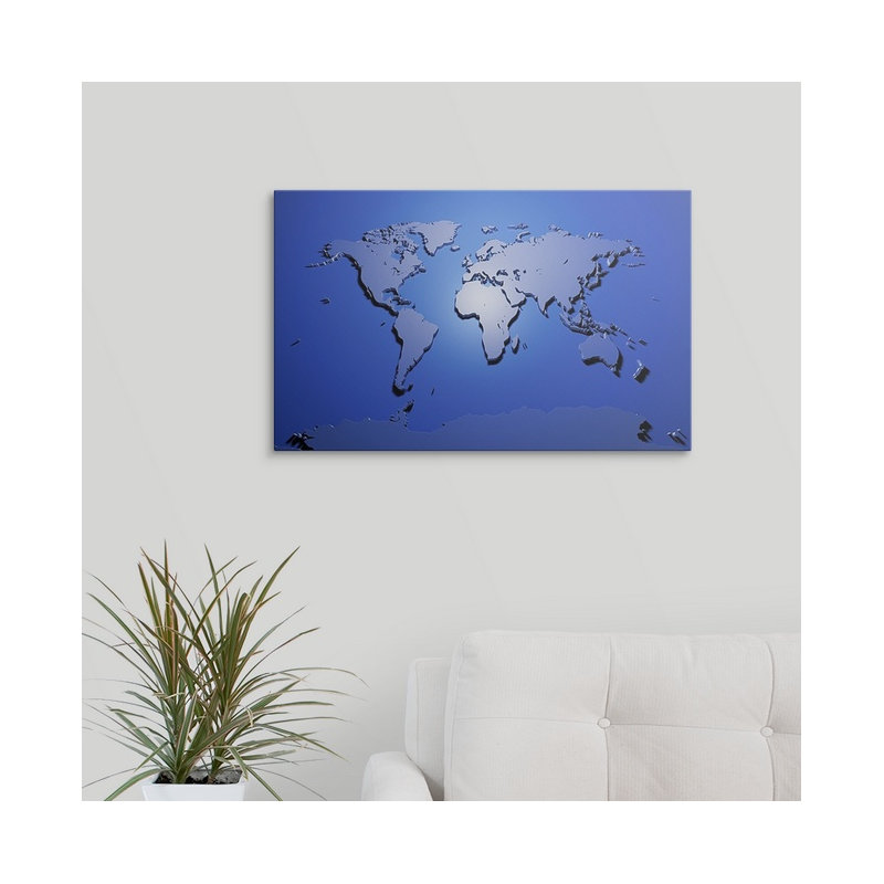 «World Map» par Francy - impression d'art graphique, H 12 po x l 19 po x 1,5 po, Toile