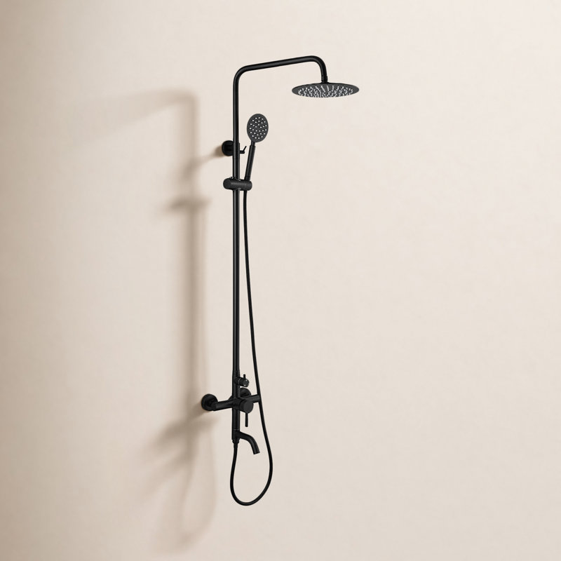 Douche d'extérieur à triple fonction avec poignée levier simple Kenzo, Noir mat