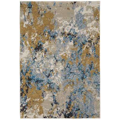 Tapis bleu abstrait Ronny