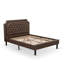 Ensemble de chambre double 2 pièces avec lit double capitonné et 1 table de chevet moderne patinée Jacobean - similicuir brun foncé avec texture noire et pieds noirs-1424348713-1424348712