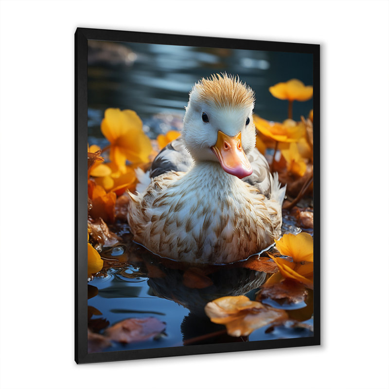 Jaune jaune blanc, animaux marins - décoration murale animaux, H 32 po x l 24 po x P 1 po, Cadre photo noir