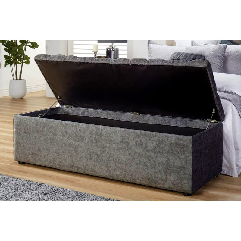 Chesterfield Standard Storage Ottoman Box in Naples Velvet – Tufted Upholstered End of Bed Bench with Legs – Multifunctional Ottoman Bench for Bedroom, Entryway, Living room