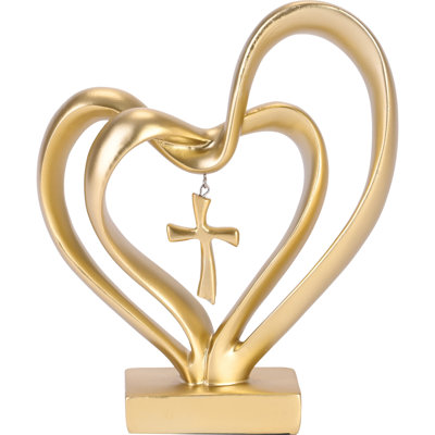 Entwined Hearts & Cross Figurine Gold