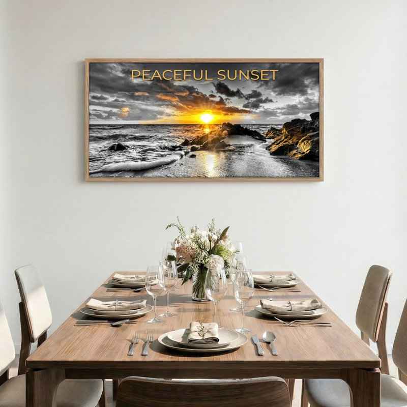 «Peaceful Sunset», reproduction d'art sur toile encadrée de 1 48 po x 24 po, 48 x 24 pouces