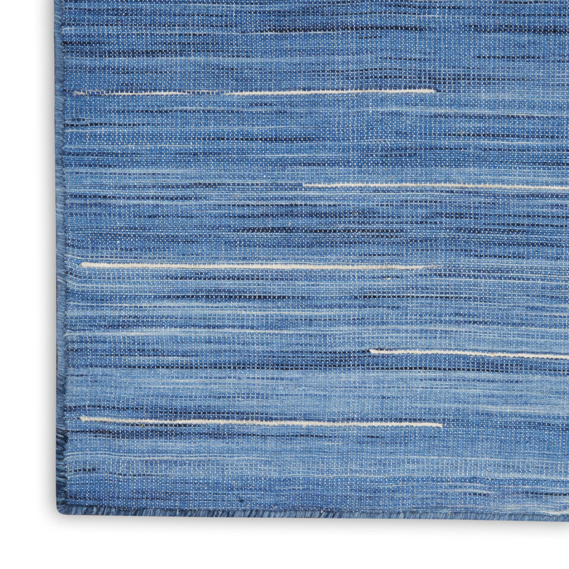 Anerinda Solid Hand Loomed Wool/Cotton Area Rug in Denim Blue, Rectangle 5'3" x 7'5"
