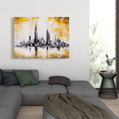Abstract and Texturized Gold City - Office Canvas Decor