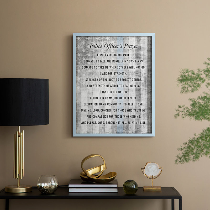 Police Prayer Framed Print - Solid Wood, H 11 po x l 9 po, Bleu