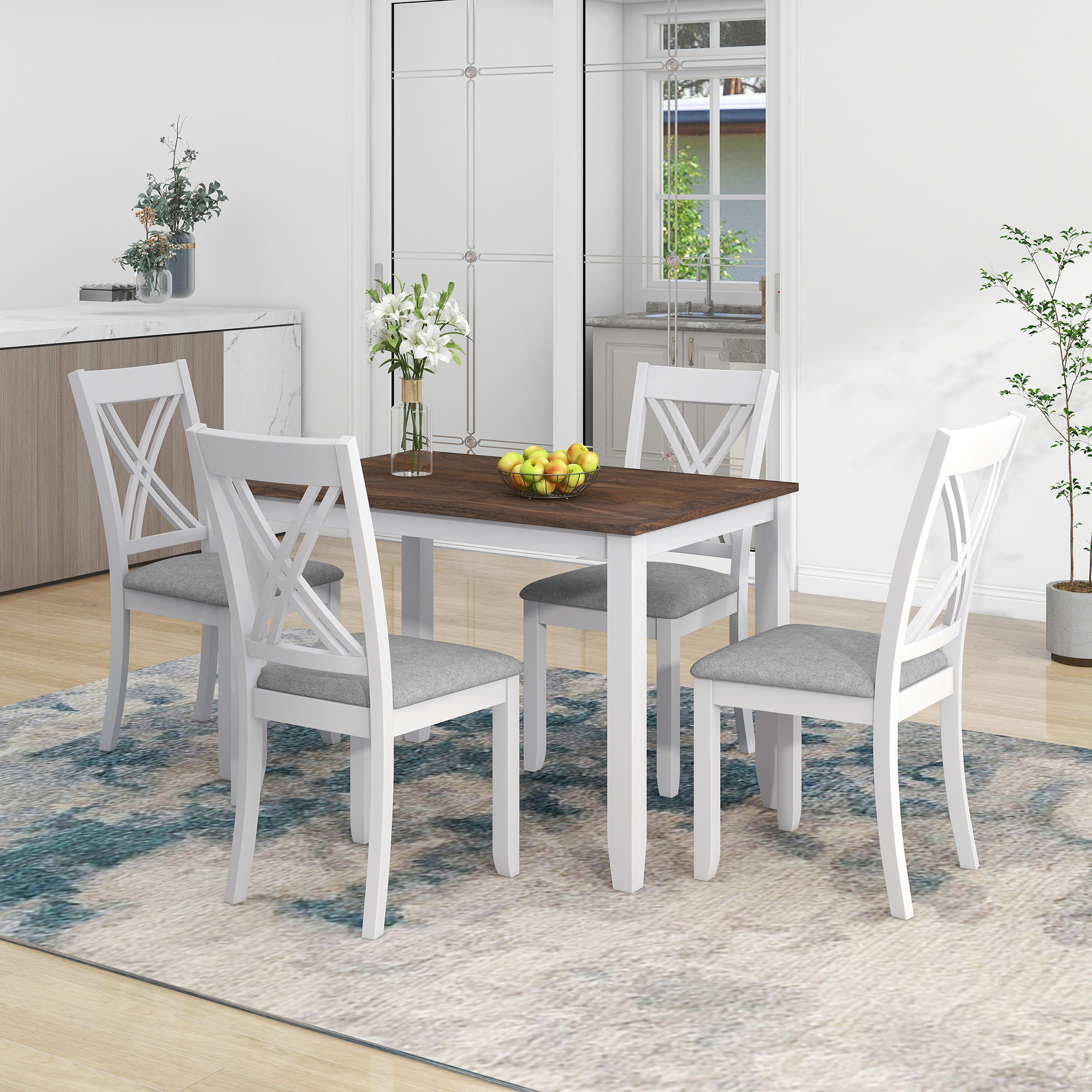 Rosalind Wheeler 5 Piece Dining Set Modern Dinning Table Set Kitchen ...
