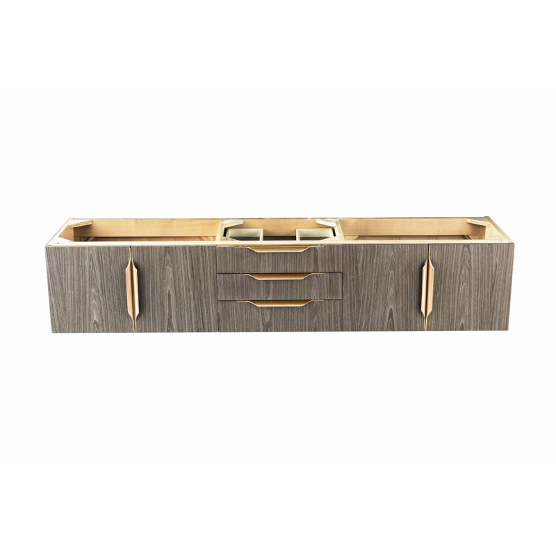 Mercer Island 72'' W Single Vanity, Glossy White, Dusk Gray, Radiant Gold