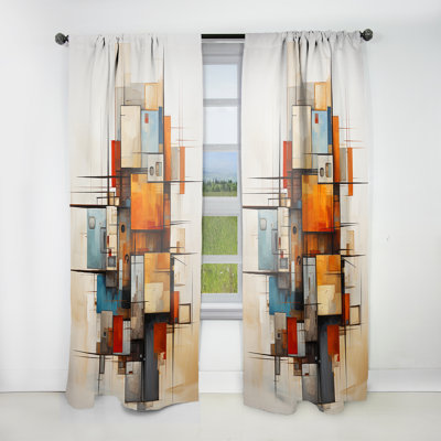 Cubism Fragmented Perspectives I - Rideau moderne - Velours obscurcissant - 1 panneau
