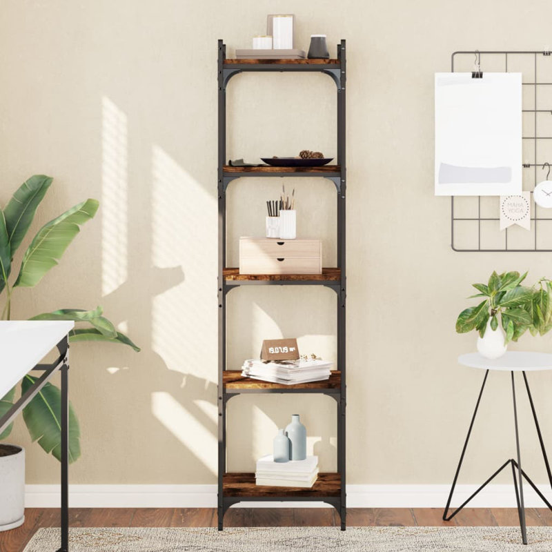 Tymarius Bookcase, Smoked Oak, (5 Shelves) 61" H x 32" W x 12" D