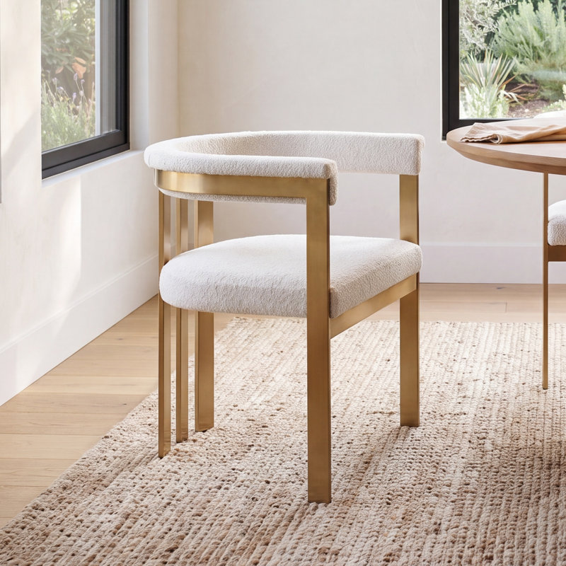 Peppa 19'' H Upholstered Metal Armchair, Beige