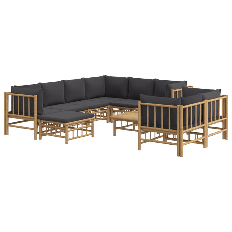 9 - Person Patio Conversation Set with Cushions, Dark Gray