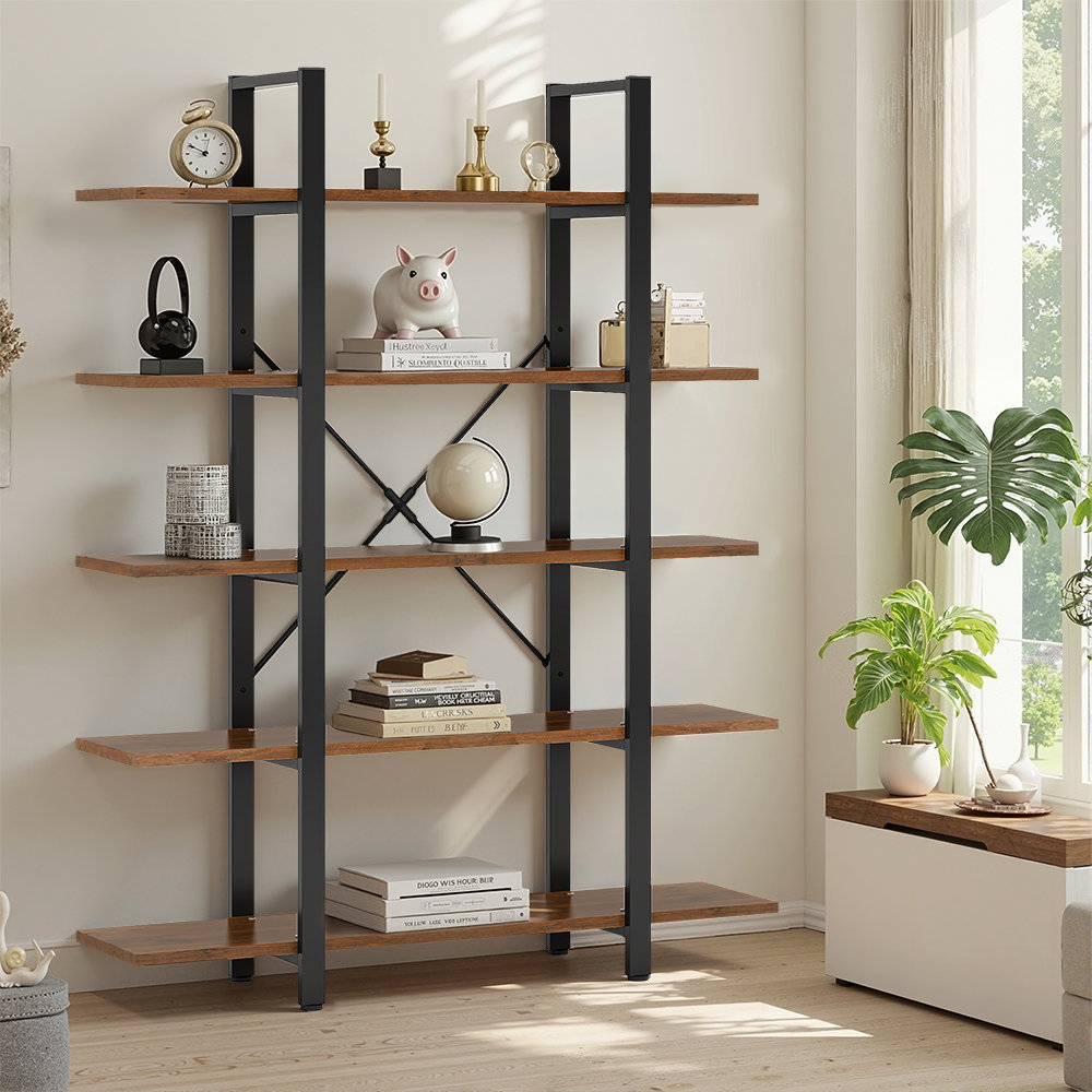 17 Stories Modern Wall Corner Bookshelf Bookcase Display Rack with ...