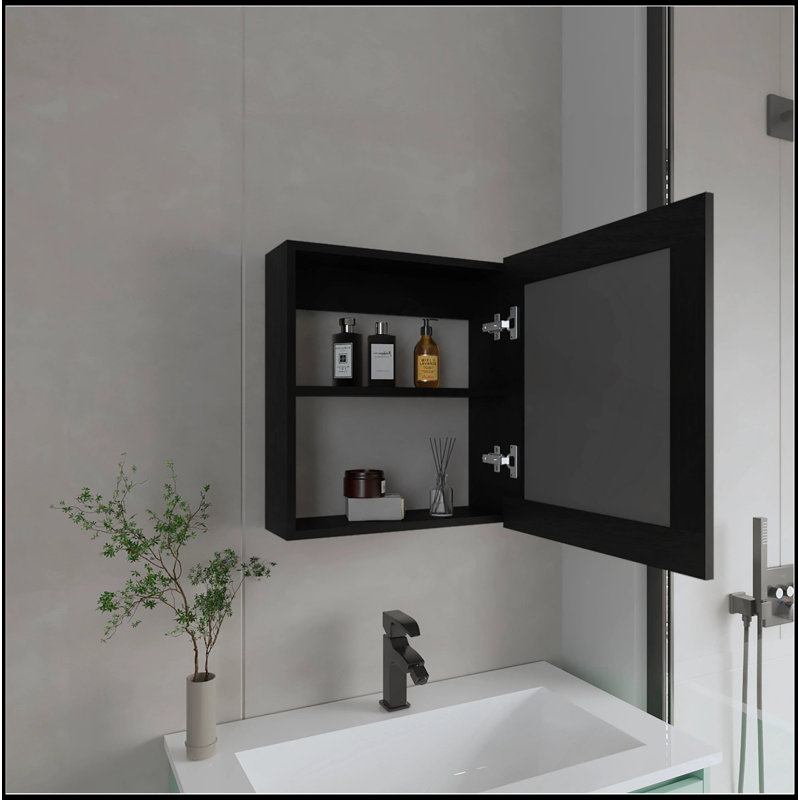 Versatile Black Medicine Cabinet With Included Mirror
