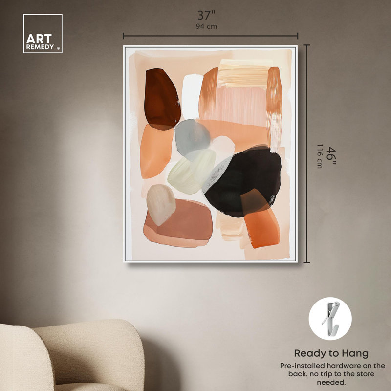 «Stone Medley I Boho», reproduction d'art sur toile par Art Remedy, H 20 po x l 16 po, Structure noire