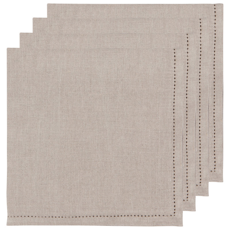 Ensemble de serviettes en coton 4 pièces Hemstitch Amber, Naturel