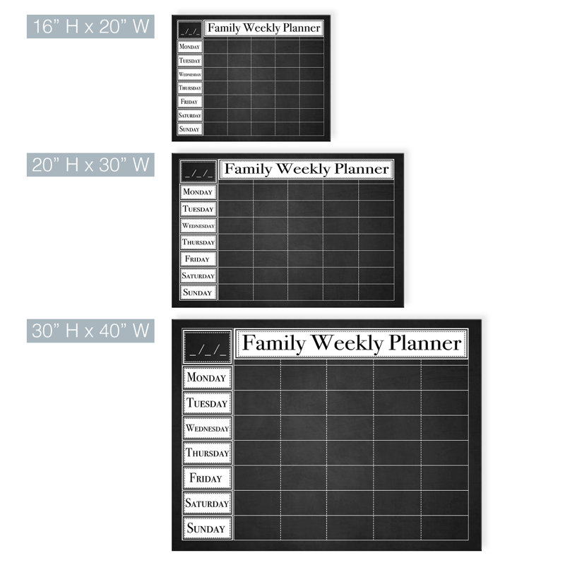 Tableau effaçable mural Family, H 16 po x l 20 po x P 0,75 po