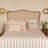 Modern Farmhouse Solid Oak Wood Headboard with Linen Upholstery-1358146705
