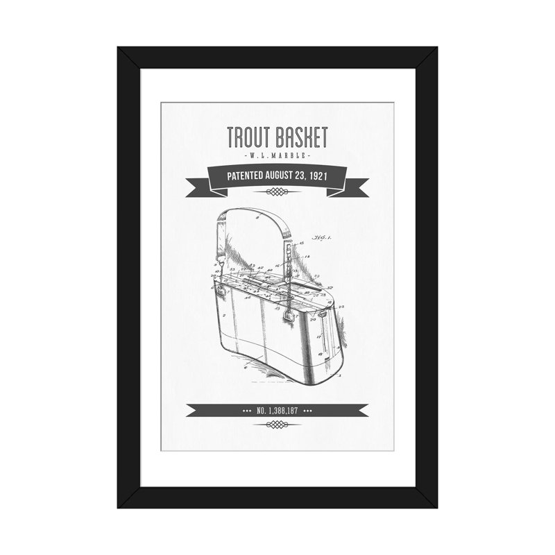 « w.l. marble de la truite », impression sur toile, Papier d'art encadré noir, Blanc, H 32 po x l 24 po x P 1 po