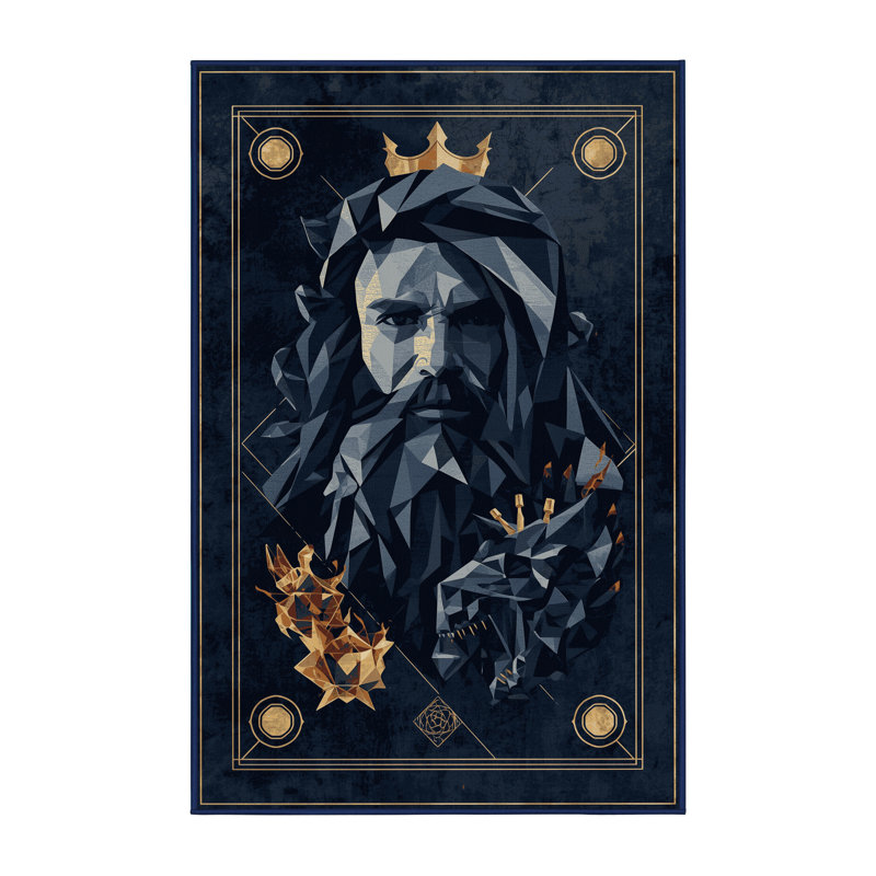 Tapis bleu doux et moelleux à motif géométrique Hades Glam, 7 x 10