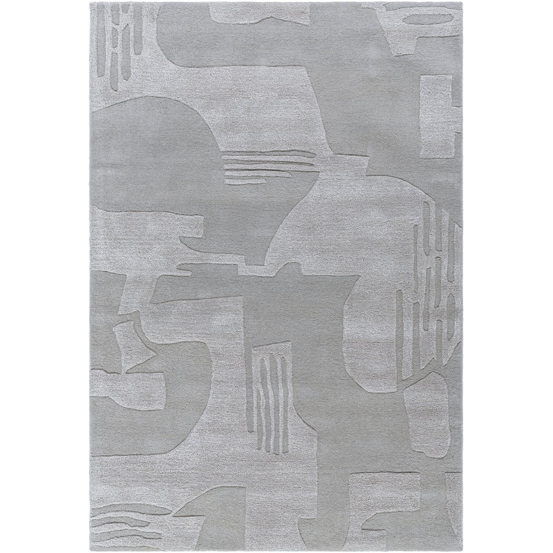 Hand-Tufted Beige Wool and Viscose Rectangular Rug 2' x 3'