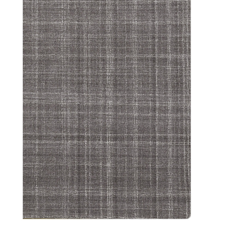 Tapis touffeté à la main graphite et laine ivoire 5 pi x 7 pi, Rectangle 5 pi x 7 pi