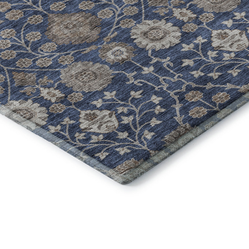 Premium Machine Washable Gurubaksh AMF1155 Floral Rug, Rectangle 8 pi x 10 pi