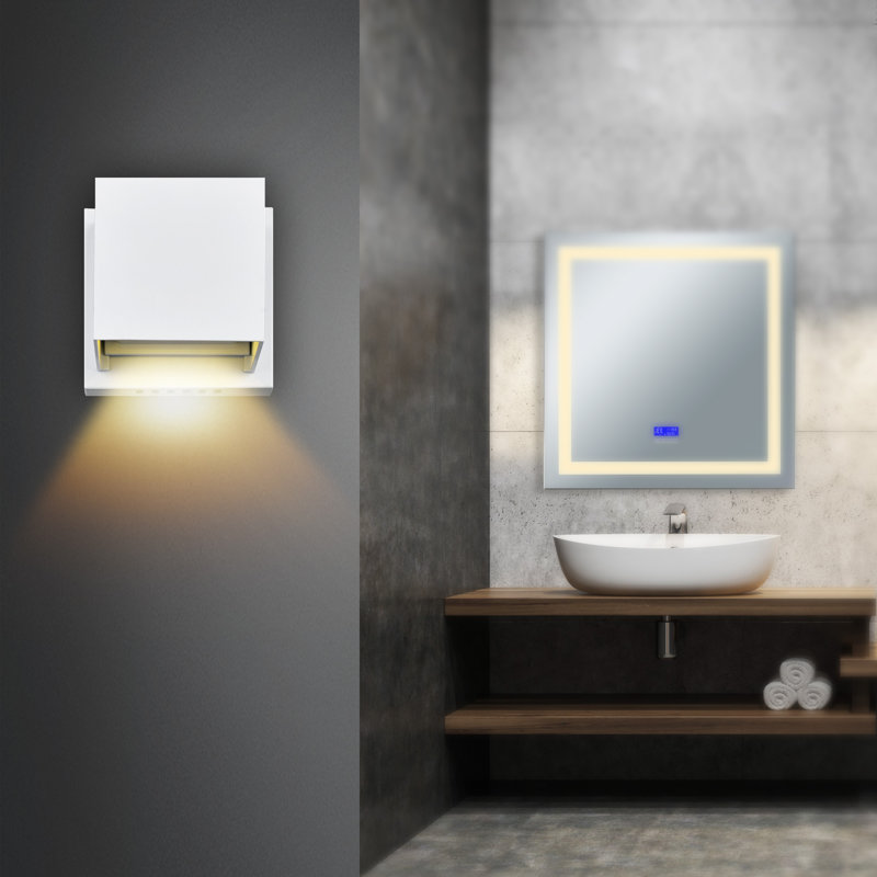 Lilliana 4in White LED Wall Light – Integrated LED Wall Sconce, Modern Cube Design for Hallway, Bedroom, or Small Spaces