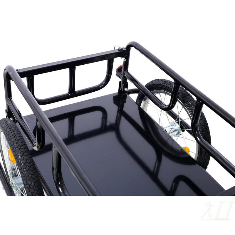 Remorque de cargaison de vélo pliable avec attelage de vélo universel, remorque de chariot de vélo avec roues de 16 po et réflecteurs, grand chariot de rangement de remorque de vélo à chargement