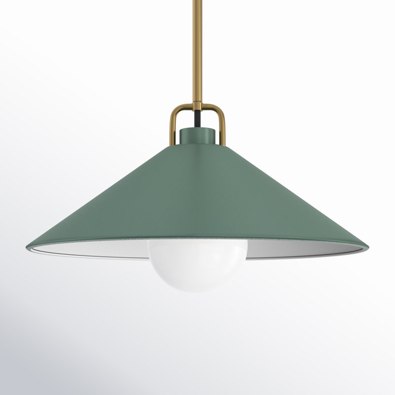 Zoë 1 - Light Lacquered Brass Single Pendant, Sage Green