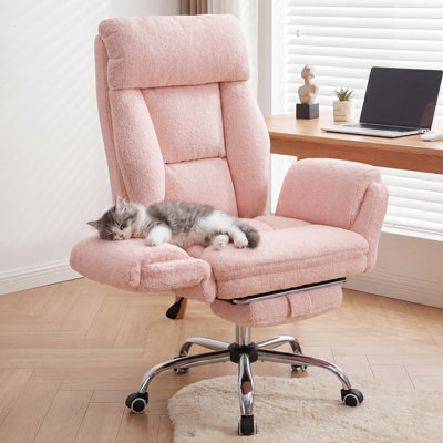 Chaise de bureau à pieds croisés avec siège adapté aux animaux de compagnie, chaise de bureau croisée en molleton Teddy