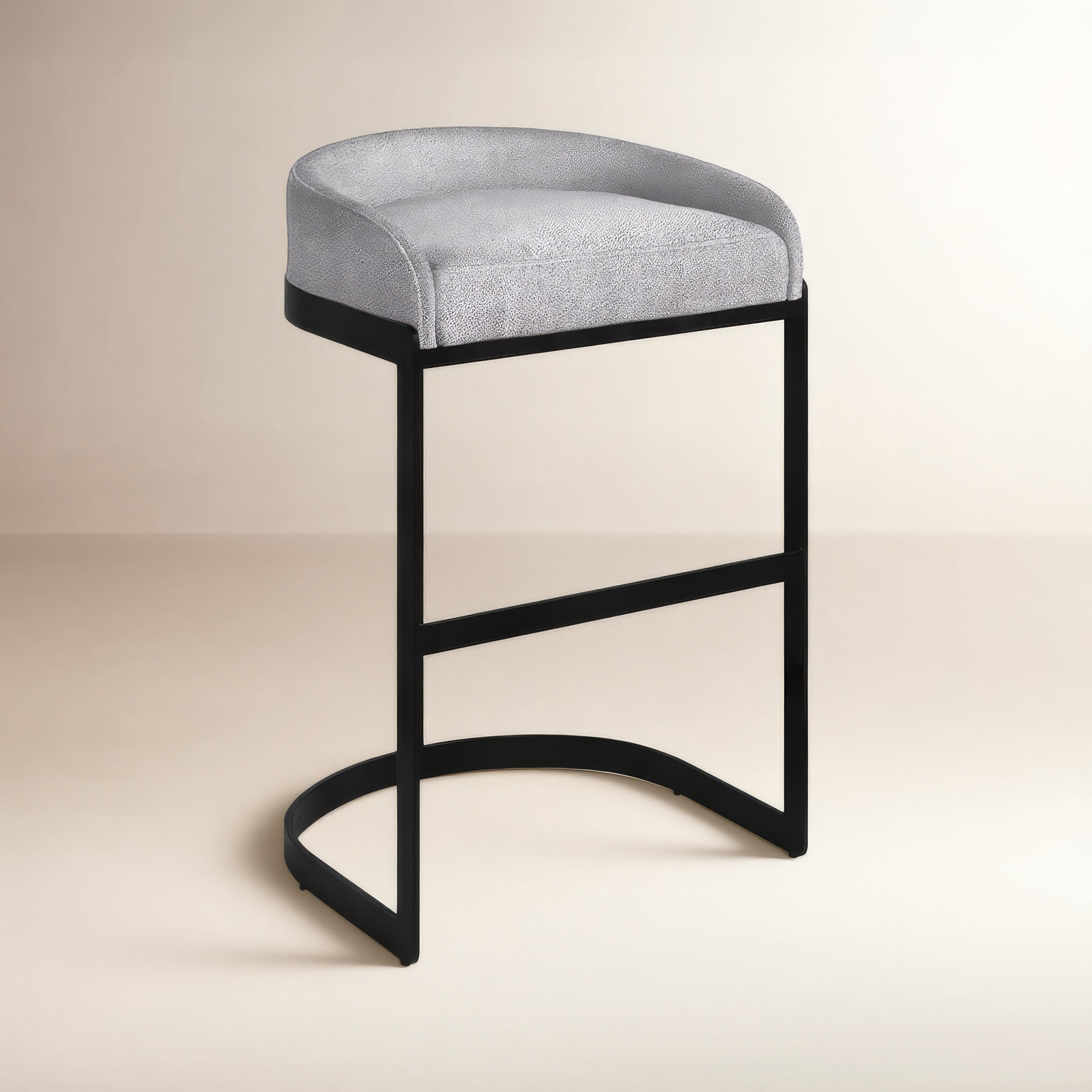 Bradley Bar Stool, Light Grey Performance, Bar Stool (28.75" Seat Height), Black