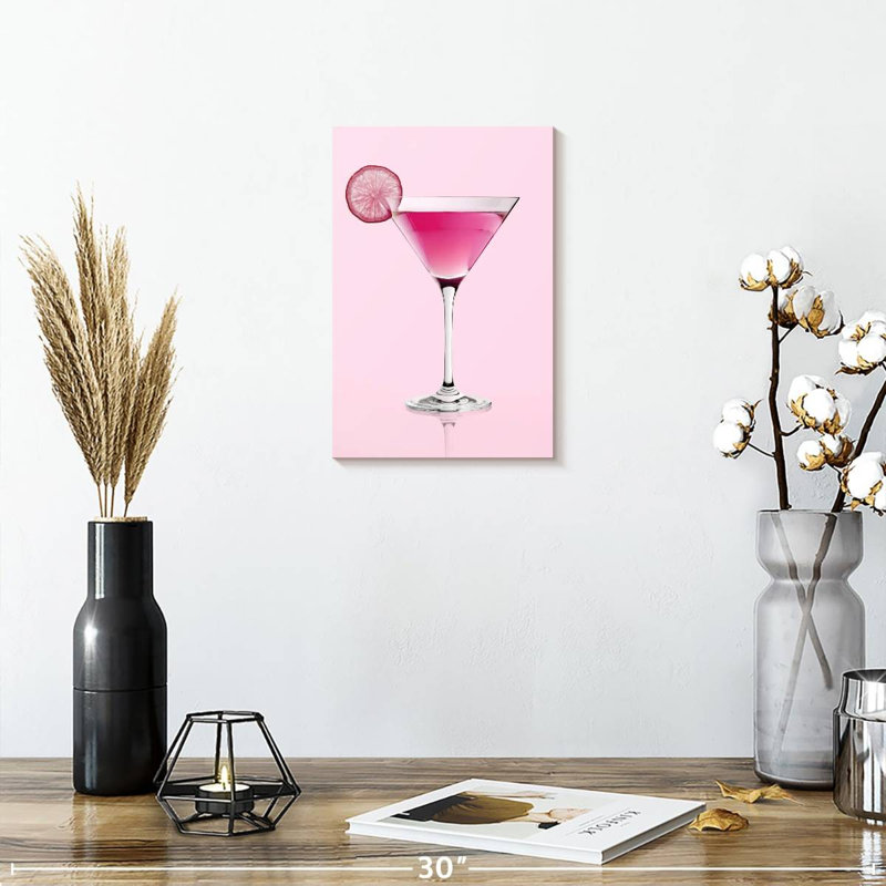 Impression sur toile rose martini, H 12 po x l 8 po x P 1 po