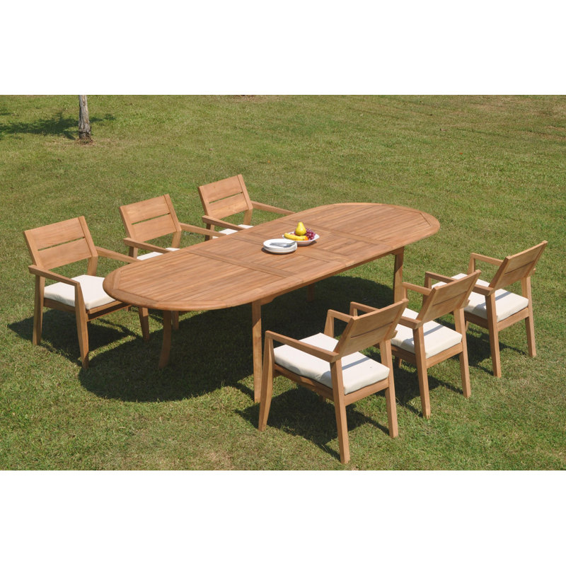 Harva Outdoor 7 - Piece Teak Dining Set, 29.5" H x 84" L x 42.5" W, 8