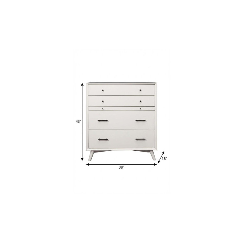 38" White Solid Wood Four Drawer Chest