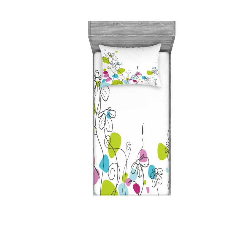 Ensemble de draps Daisy, Ensemble de draps pour lit simple avec drap-housse