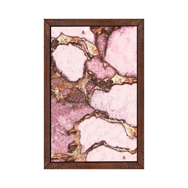 Gemstone And Gold - Pastel Rose by Monika Strigel - Floater Frame Print on Canvas, 66.04 cm H x 45.72 cm W, Brown Framed