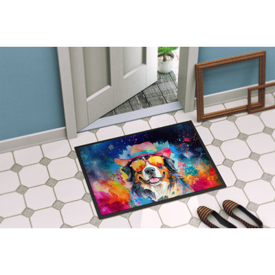 Bernese Mountain Dog Hippie Dawg Indoor or Outdoor Mat 24x36
