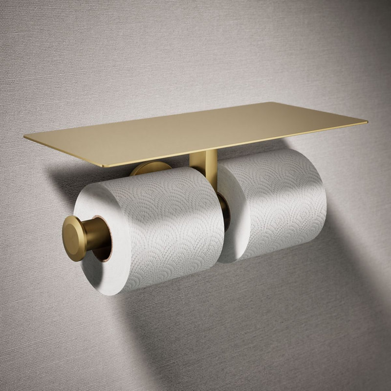 Components Covered Double Toilet Tissue Holder, Vibrant Brushed Moderne Brass
