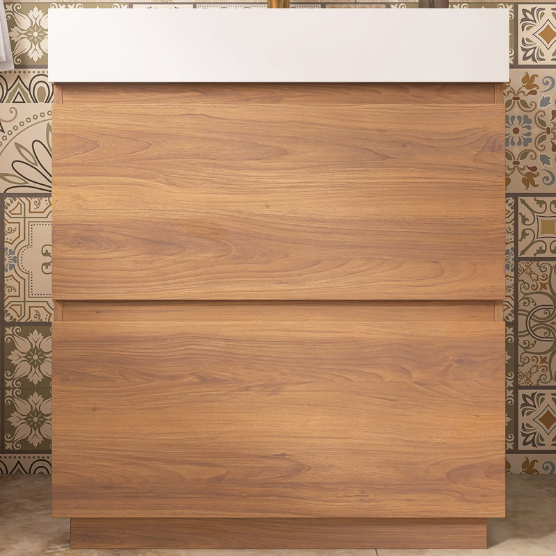 Meuble-lavabo simple 29,5 po avec plateau en résine, Brun