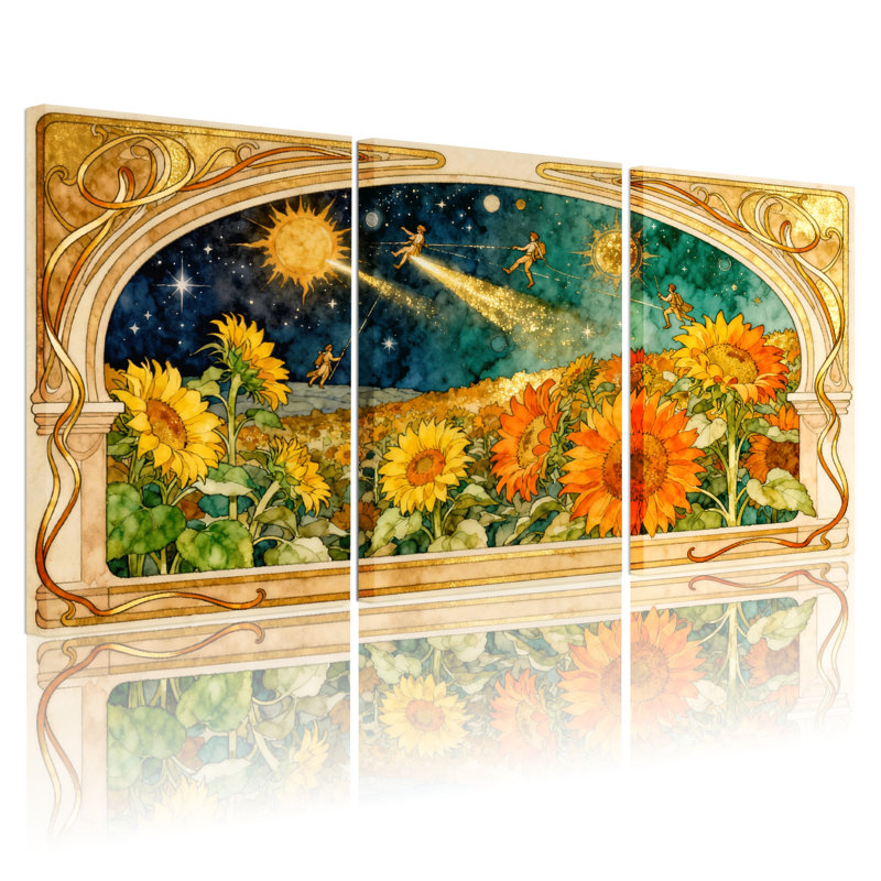 Ensemble de 3 impressions sur toile fantaisistes et sci-fi, H 30 po x l 60 po