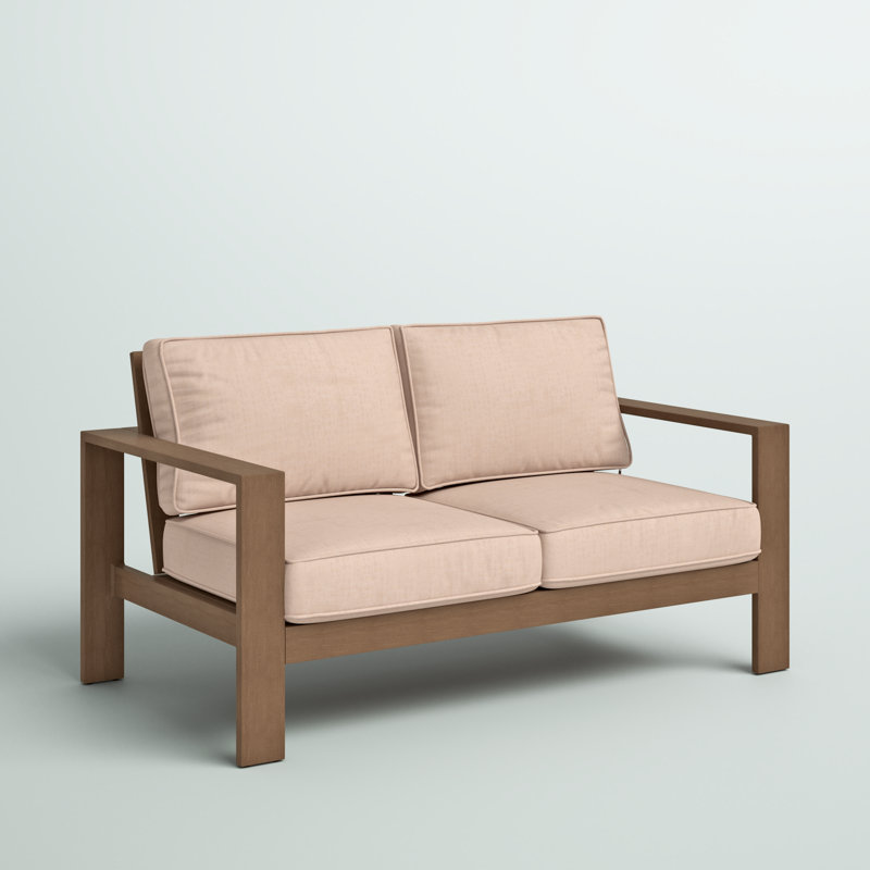 Causeuse d'extérieur avec coussins de 59,8 po Gelston, Taupe, Brama