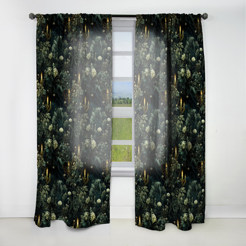 Haunted Nocturne Moody Patterns - Bohemian Velvet Curtain - Room Darkening - 1 panel, 52" W x 63" L