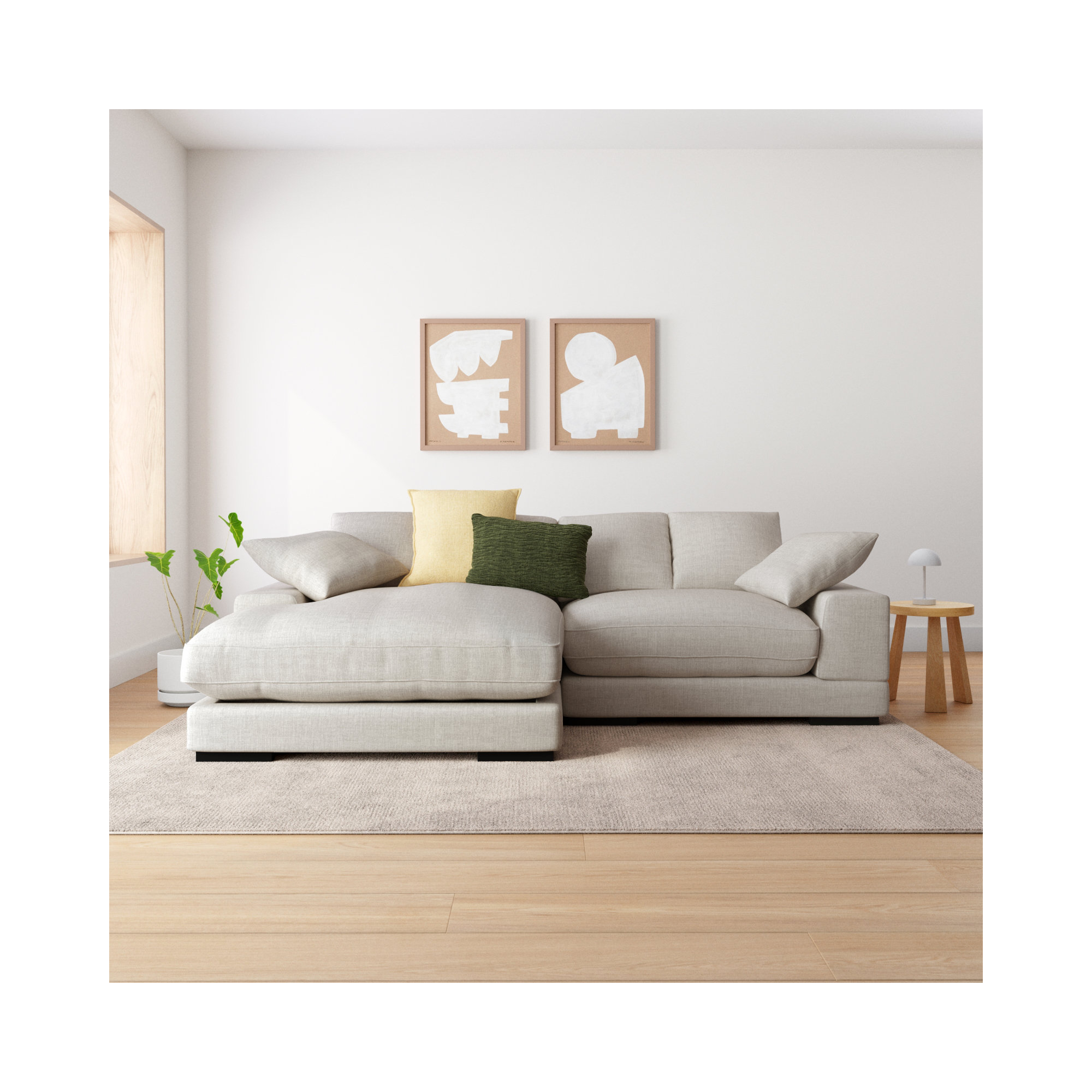 Lonsdale Chaise Sectional, Beige Linen