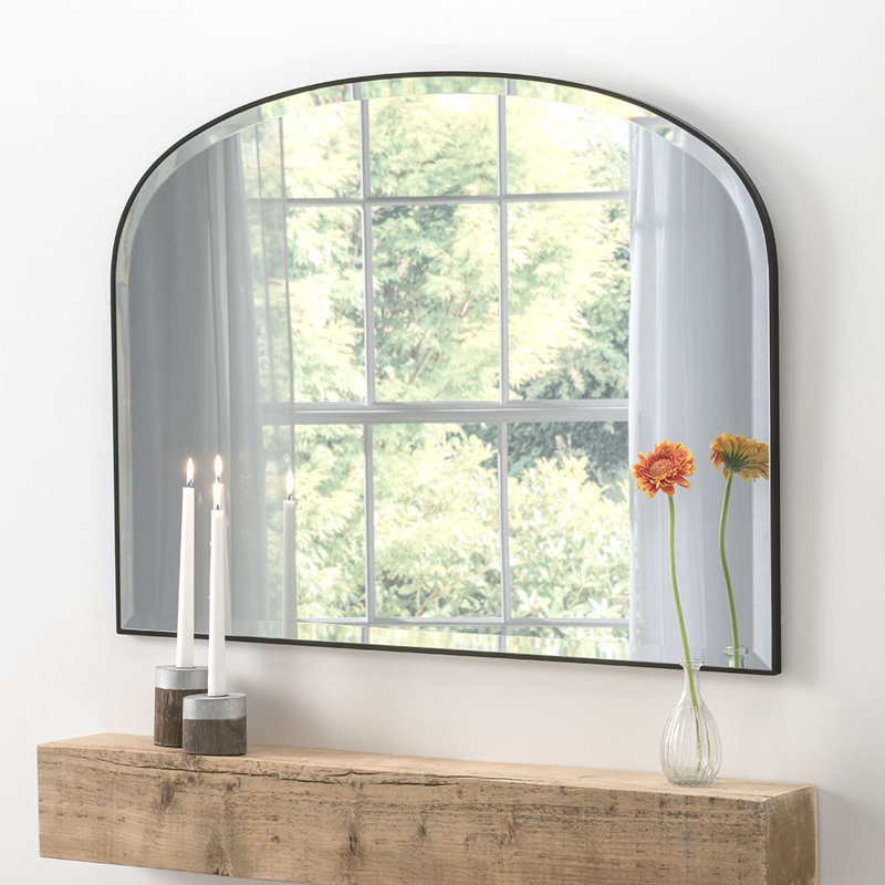 Drumourne Simple Arched Overmantle Mirror, Black